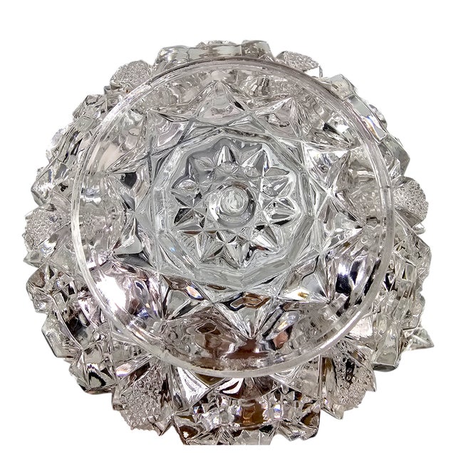 Glass Crystal Glass & Gilded Copper Lid Dresser Jar Matched Pair 4.5" For Sale - Image 7 of 9