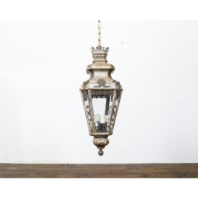 19th Century Italian Tôle Four-Light Lantern with Palmette Motifs, USA Wired For Sale - Image 12 of 12