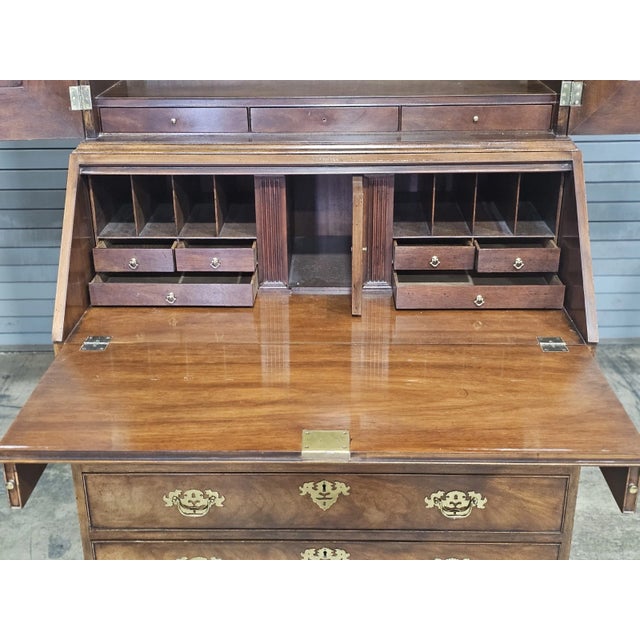 Late 20th Century Late 20th Century Baker Historic Charleston Chippendale Mahogany Secretary Desk With Bookcase For Sale - Image 5 of 10