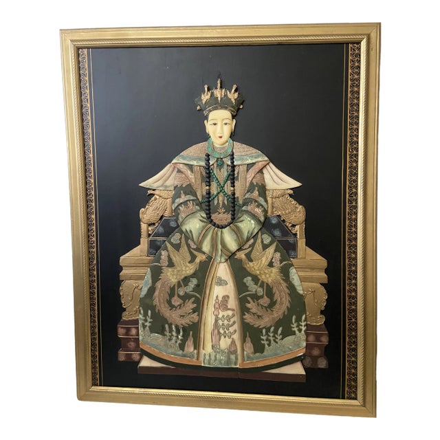 Vintage Asian Qing Dynasty-Style Soapstone Empress Royalty Sculpture For Sale