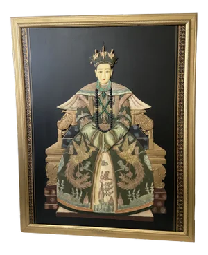 Vintage Asian Qing Dynasty-Style Soapstone Empress Royalty Sculpture