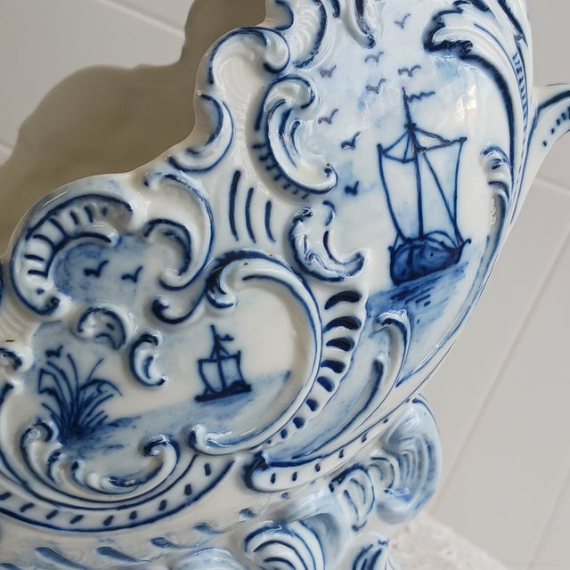 Large Antique Royal Rudolstadt German Bisque Centerpiece - Rare Maritime Sailboat Motif - C. 1895 For Sale In Tampa - Image 6 of 9