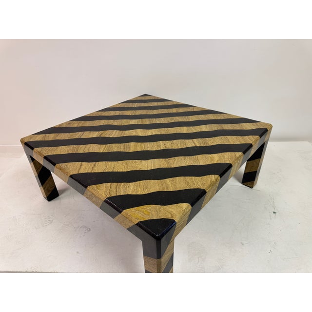 Zebra-Striped Tessellated Marble Coffee Table from Maitland-Smith, 1980s For Sale - Image 10 of 12