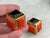 1980s Givenchy Earrings: Vintage Orange & Black Enamel Gold Tone Cubes, A Pair For Sale - Image 6 of 8