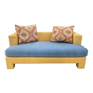Billy Baldwin Style Grasscloth Raffia Loveseat