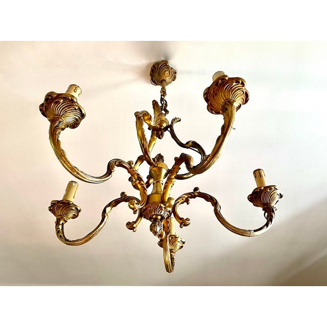 1950s Louis XV Gilt Bronze Cage Chandelier, 1950s For Sale - Image 5 of 12