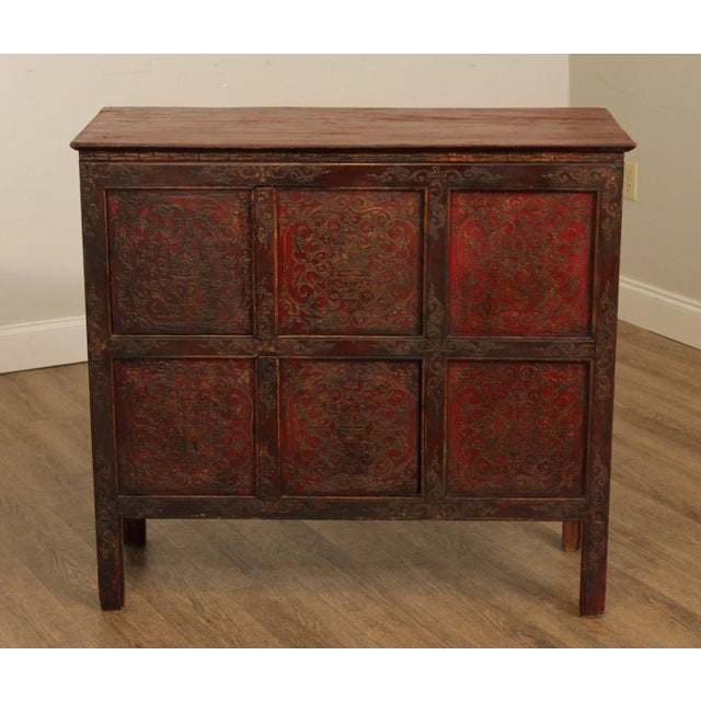 Mid 19th Century 19th Century Tibetan Hand Painted Cabinet For Sale - Image 5 of 13