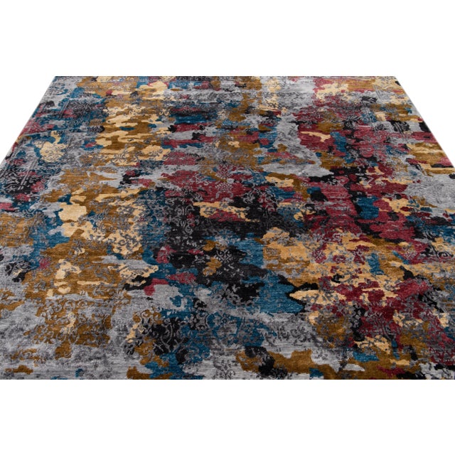 21st Century Contemporary Abstract Grey Silk Area Rug 8 X 10 For Sale - Image 10 of 11