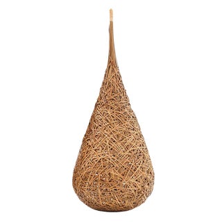 Boho Chic Woven Bamboo Floor Lamp For Sale