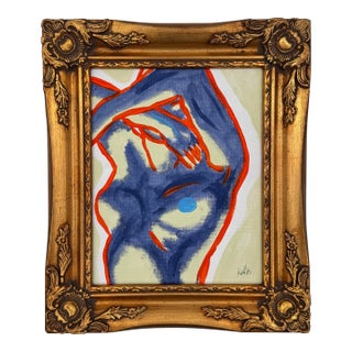 Original Contemporary Figurative Painting Nude Study Gold Ornate Frame For Sale