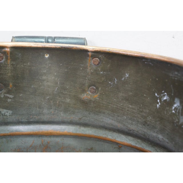 Antique Galvanized Copper Boiler Wash Tub Farmhouse Fireplace Coal Log Bin Lid 24" For Sale - Image 10 of 16