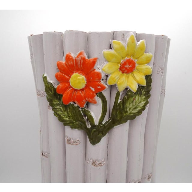 Green Ceramic Faux Bamboo Umbrella Stand, Italy, 1960s For Sale - Image 8 of 18