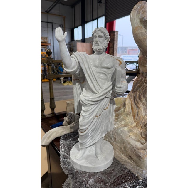 St. Peter Sculpture with Gold Veining, Marble For Sale - Image 5 of 5