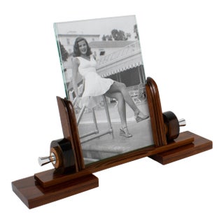 French Art Deco Macassar Wood and Chrome Metal Picture Frame For Sale