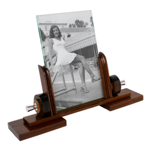 French Art Deco Macassar Wood and Chrome Metal Picture Frame