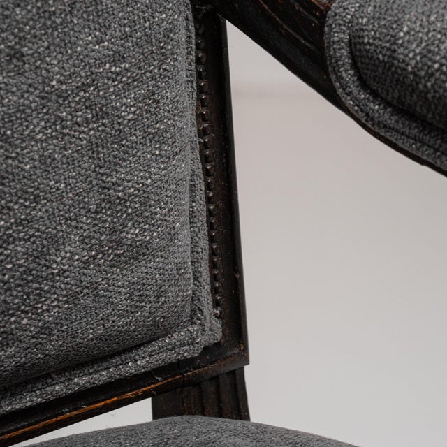 19th Century France Louis XVI Black Wood Armchair For Sale - Image 10 of 11