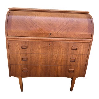 1960s Egon Ostergaard Roll Top Swedish Desk Secretary For Sale