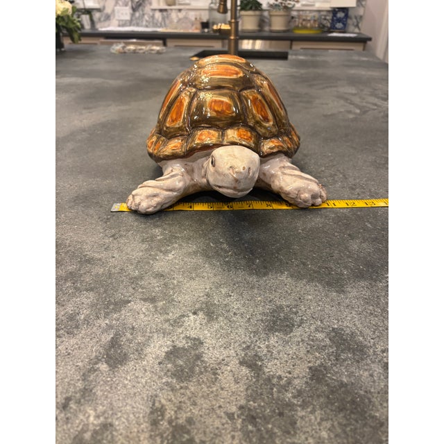 Ecru Italian Glazed TerraCotta Ceramic Animal Turtle Tortoise For Sale - Image 8 of 9