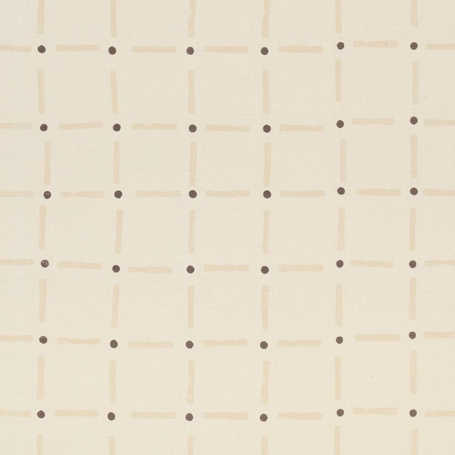 Schumacher Schumacher X Caroline Z Hurley Drifting Grid Fabric In Sand For Sale - Image 4 of 4