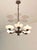 Copper Art Deco Bronze Chandelier with Six Alabaster Lampshades, Made in Italy in the 1950s/1960s. For Sale - Image 8 of 18