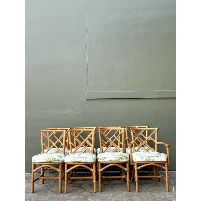 Vintage Chinese Chippendale Dining Chairs in Manuel Canovas Palm Print - Set of 8 For Sale In West Palm - Image 6 of 12