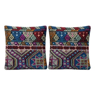 Hand Woven Kilim Pillow Cover 19'' X 20'' - Set of Two For Sale