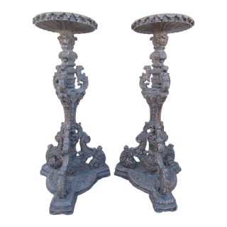 Pair of Antique Italian Baroque Style Torchères For Sale