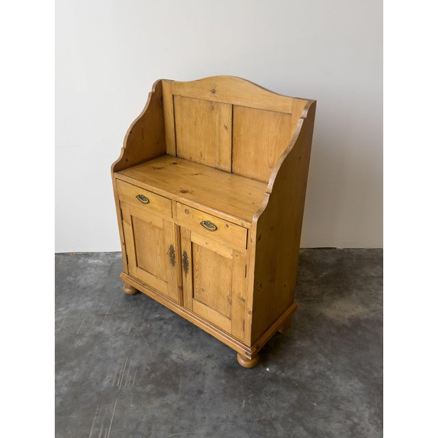 Wood Antique Dutch Pine Cupboard With Gallery Back For Sale - Image 7 of 9