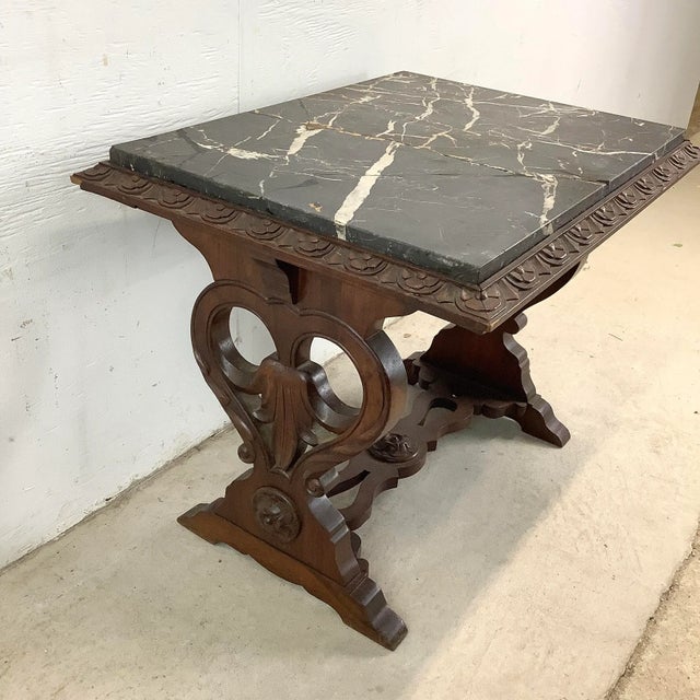 Renaissance Revival Marble Top Table With Carved Base For Sale In Philadelphia - Image 6 of 12