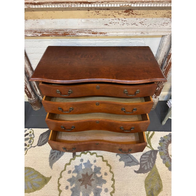 Eldred Wheeler 20th Century Vintage Eldred Wheeler Cherry Wood Serpentine Chest For Sale - Image 4 of 9