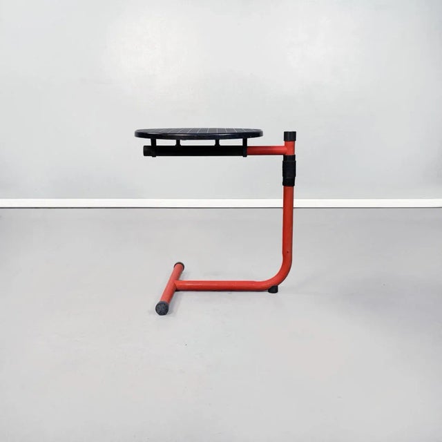 Mid-Century Italian Red Metal & Black Plastic Coffee Table from Magis, 1980s For Sale - Image 3 of 18