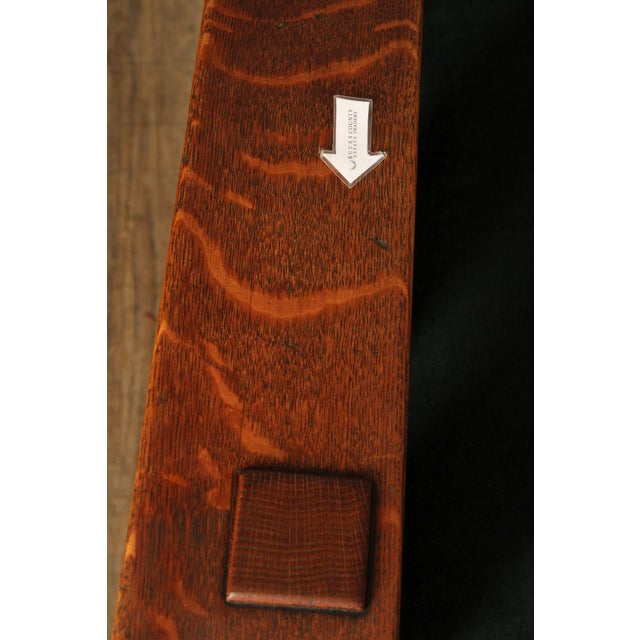 Stickley Brothers Antique Oak Arts & Crafts Rocking Chair With Green Upholstered Cushions For Sale - Image 18 of 18