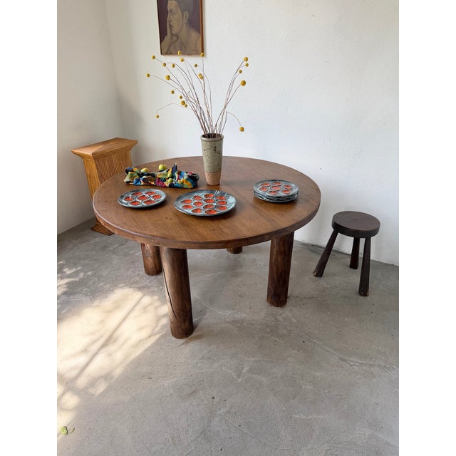 Constructivist Round Table in Walnut, 1950s For Sale - Image 6 of 18
