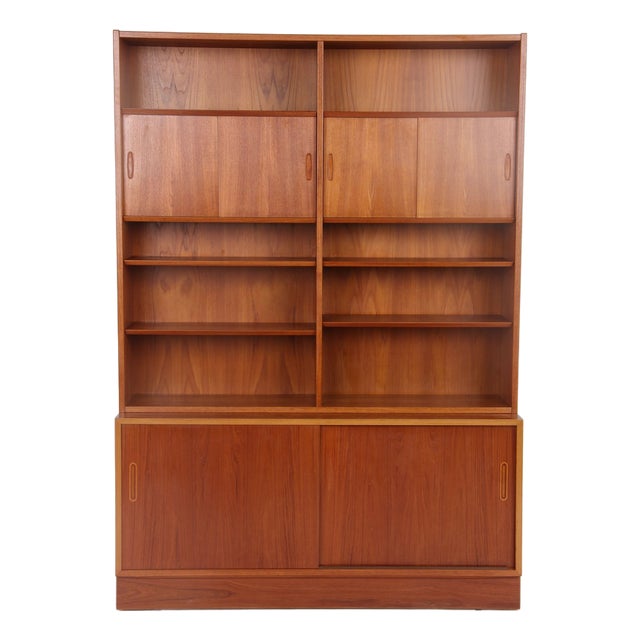 Teak Bookshelf with Doors and Shelves by Carlo Jensen for Hundevad & Co., 1960s, Set of 2 For Sale