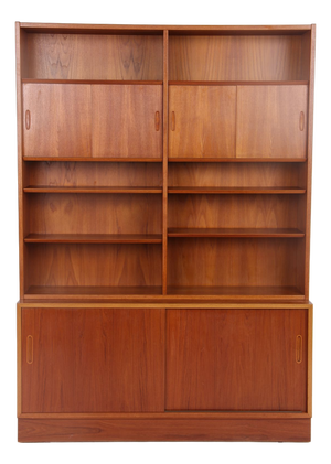 Teak Bookshelf with Doors and Shelves by Carlo Jensen for Hundevad & Co., 1960s, Set of 2