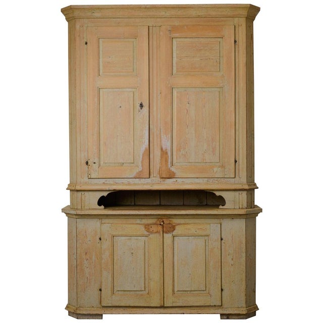Large Antique Swedish Gustavian Style Folk Art Handmade Pine Cabinet For Sale - Image 17 of 17