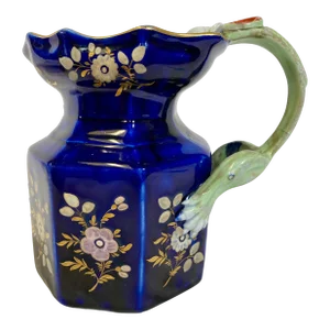 Antique Mason’s Ironstone Cobalt “Fenton” Jug / Pitcher With Dragon Handle Made in England - Circa 19th Century