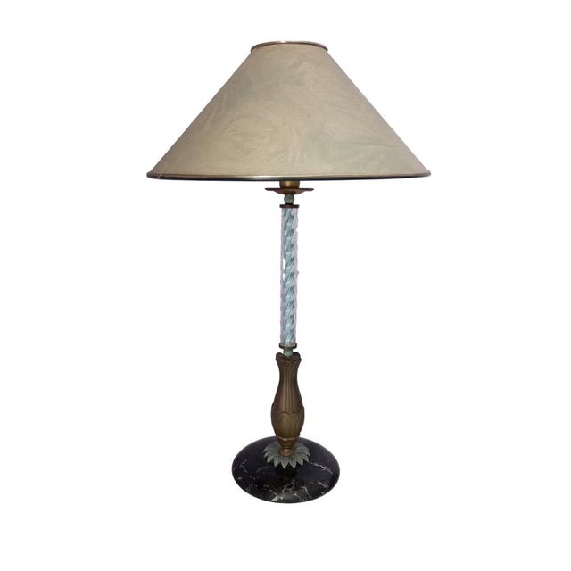 Table Lamp with Marble Base and Bronze Leaf Decoration, Italy, 1950s For Sale - Image 18 of 18