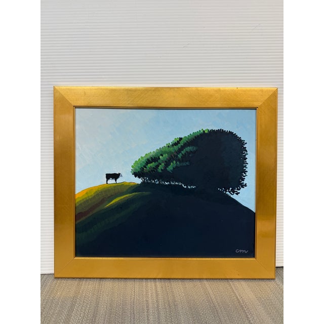 Realism Clem McCarty Marin Cow vs. Tree Painting, Signed For Sale - Image 3 of 12