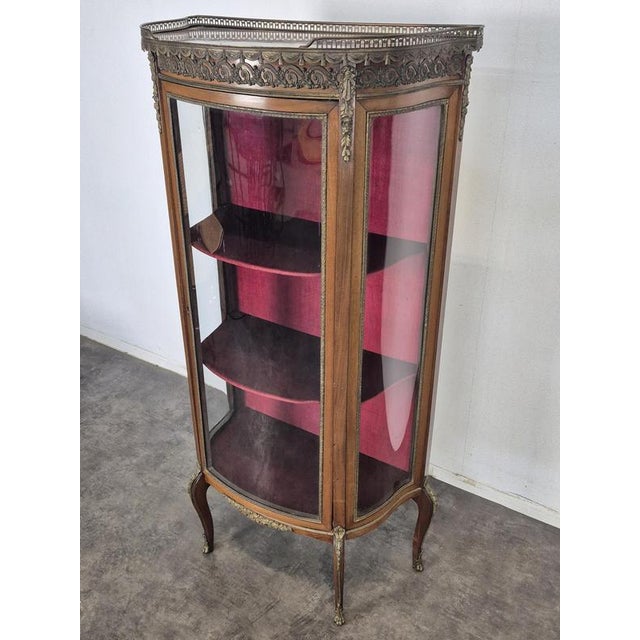 Metal Napoleon III Display Cabinet with Curved Glass For Sale - Image 7 of 11