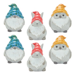 Whimsical Animal Gnome Garden Statue (Set of 6) For Sale