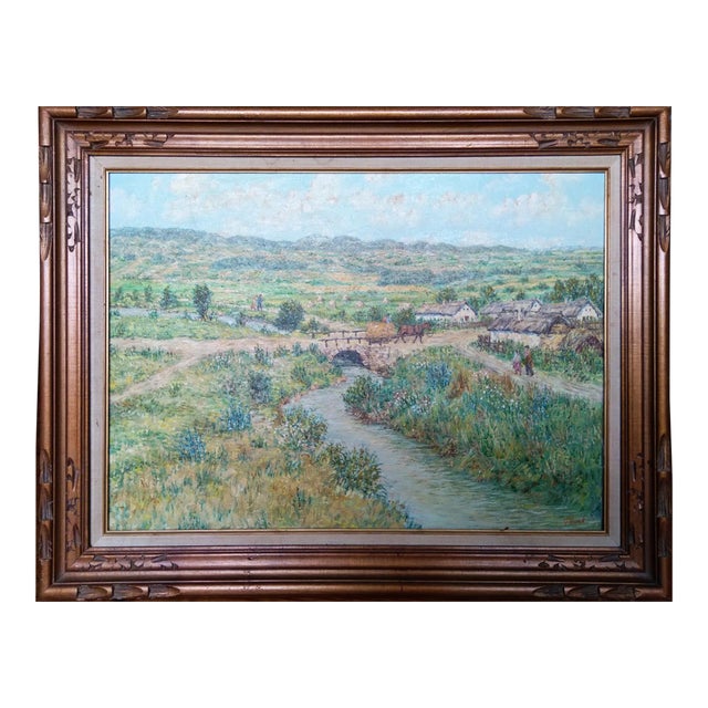 1950s "Bucolic Landscape" by John Fent Original Oil Painting For Sale