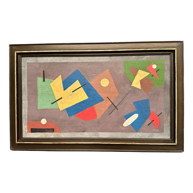 Swedish School, Geometric Composition, 1950s, Oil on Panel, Framed For Sale