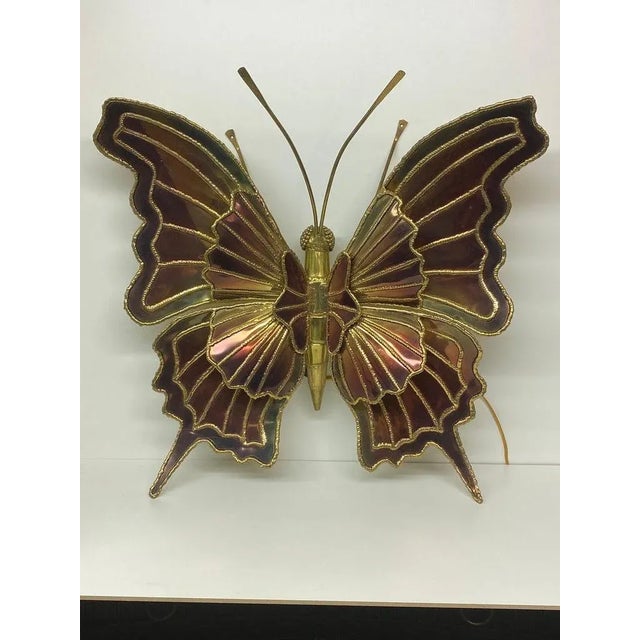 Henri Fernandez 1970s Brass Butterfly Sconce Attributed to Henri Fernandez For Sale - Image 4 of 13