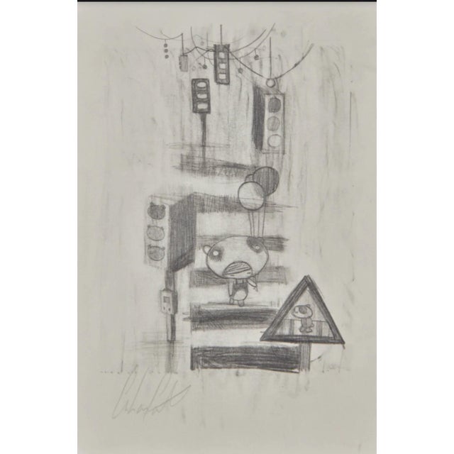 Graham Carter, Panda crossing Graphite on paper 17.5 x 13 cm (6.8 x 5.1 inches) sheet size Framed in black with a black...