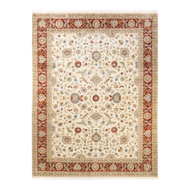 Ivory Mogul, One-of-a-Kind Hand-Knotted Area Rug in Ivory, 9' 1" x 12' 3" For Sale - Image 8 of 8