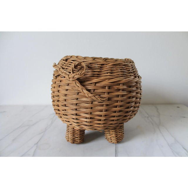 Vintage Wicker Pig Planter Basket For Sale - Image 4 of 7