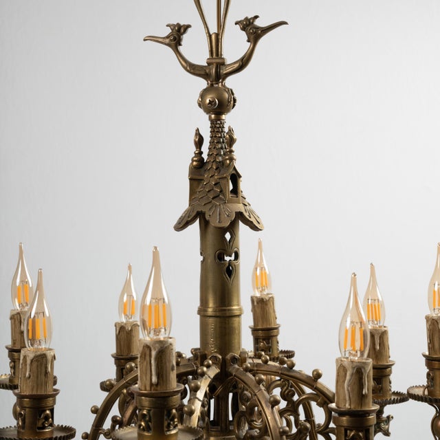 Late 19th Century Neo-Gothic Style Gilt Bronze Chandelier, 1880 For Sale - Image 5 of 9