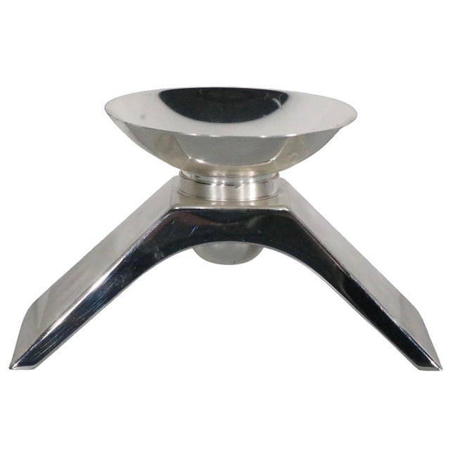 1960s Pr. Modernist Silverplate Candlesticks by Wmf Ikora C 1960's. For Sale - Image 5 of 8