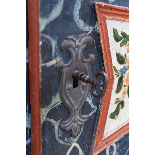 Antique Baroque Folk Art Hand-Painted Cabinet in Wood, Central Europe, 1865 For Sale - Image 17 of 18
